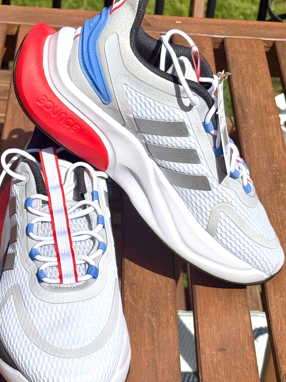 Adidas AlphaBounce+ Low White Silver Blue Fusion HP6139 Size 10